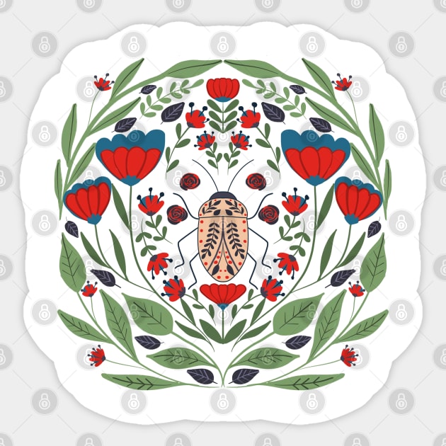 Folksy Beetle Sticker by Idanitee